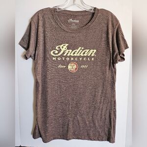 Indian Motorcycle T-Shirt 2XL Women’s Brown With Yellow LOGO Sawtooth Boise